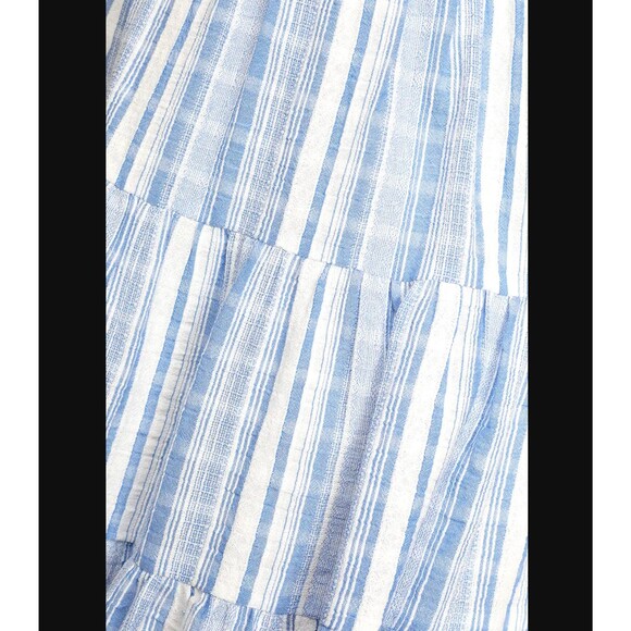 Lulus Shore of Yourself Blue Striped Tie Strap Tiered Mini Dress 2X Cotton NWT - Picture 8 of 12